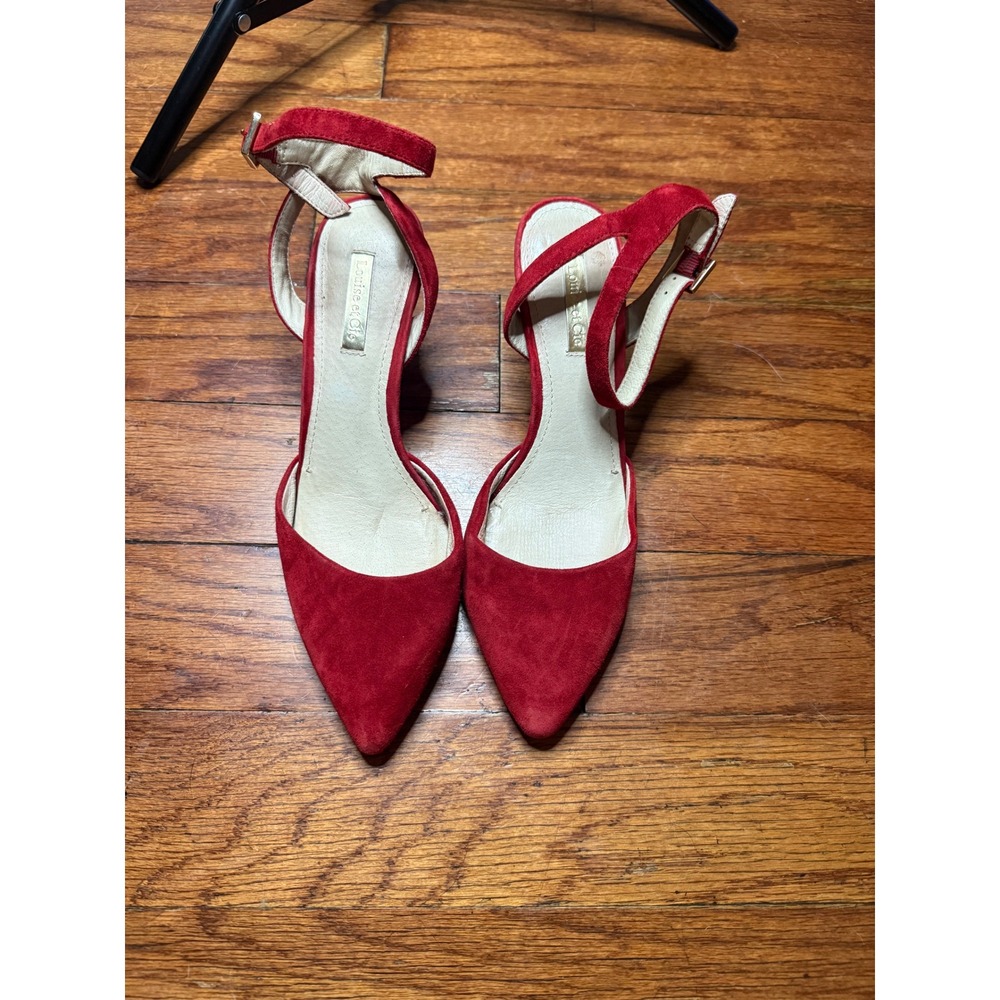 Louise et Cie Red Suede Ankle‎ Strap d'Orsay Pointed Toe Heels Pumps Size 6.5M